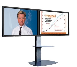 Standfuß für zwei Bildschirme mit Videokonferenzkamera Halterung